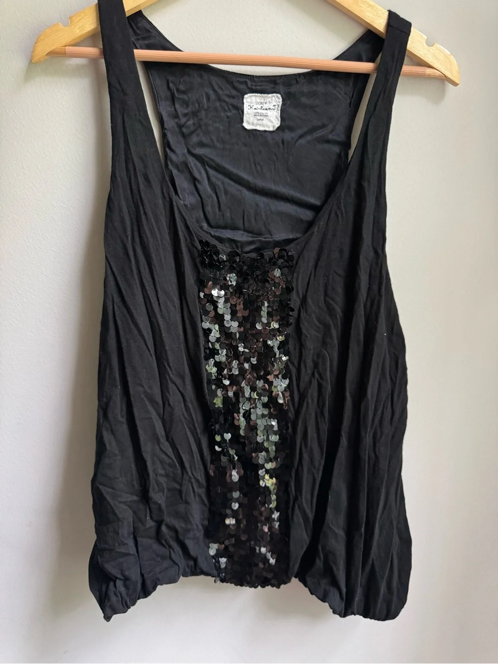 J. Crew Black Sequin Front Scoop Tank Top